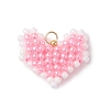 Glass Seed Beaded Heart Pendants PALLOY-MZ01018-1