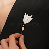 White Champaca Alloy Resin Brooch for Backpack Clothes  PW-WGA49BC-01-2