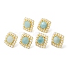 Ion Plating(IP) Natural Amazonite Square Stud Earrings with Plastic Pearl Beaded EJEW-E599-03G-01-2