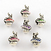 Antique Silver Plated Fairy and Mushroom Tibetan Style Alloy Enamel European Beads ENAM-Q421-12-1