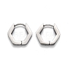 Tarnish Resistant 304 Stainless Steel Hexagon Huggie Hoop Earrings STAS-J033-03B-P-1