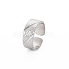 Non-Tarnish 304 Stainless Steel Textured Open Cuff Ring for Women RJEW-S405-165P-3