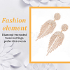 FIBLOOM 2 Pairs 2 Colors Crystal Rhinestone Chain Tassel Dangle Stud Earrings EJEW-FI0001-02-3