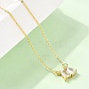 Brass Pave Cubic Zirconia Rectangle & Teardrop Pendant Cable Chain Necklaces KK-CBAB173-05G-12-2