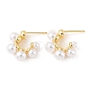 Plastic Pearl Beaded Half Round Stud Earrings LS-EJEW-C060-05G-1
