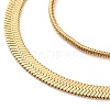 304 Stainless Steel Double Layer Round Snake Chain & Herringbone Chain Necklaces for Women LS-NJEW-G140-16A-G-2