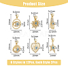 DICOSMETIC 12Pcs 6 Styles Brass Micro Pave Cubic Zirconia Pendants ZIRC-DC0001-28-2