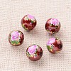 Flower Picture Printed Glass Round Beads GLAA-J088-10mm-B08-1