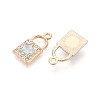 Rack Plating Alloy Rhinestone & Glass Pendants PALLOY-T092-90M-G-2