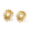 Ion Plating(IP) 304 Stainless Steel Hollow Out Heart Stud Earrings for Women EJEW-E271-02G-1