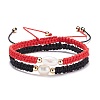 Natural Pearl Braided Bead Bracelets Set BJEW-JB07474-1
