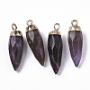 Top Golden Plated Natural Amethyst Pointed Pendants X-G-S359-078F-2