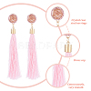 ANATTASOUL 8 Pairs 8 Colors Rose with Cotton Tassel Dangle Stud Earrings EJEW-AN0001-68-3
