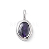 925 Sterling Silver Cubic Zirconia Oval Charms STER-S006-01S-B-1