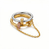 304 Stainless Steel Micro Pave Cubic Zirconia Finger Rings WG33409-02-2
