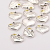 Wedding Theme Antique Silver Tone Tibetan Style Heart with Father of the Groom Rhinestone Charms LS-TIBEP-N005-13B-2