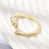 Brass Micro Pave Clear Cubic Zirconia Cuff Open Rings for Women CU-CBAE7DF-12G-04-3