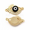 Rack Plating Real 18K Gold Plated Brass Micro Pave Clear Cubic Zirconia Connector Charms ZIRC-L102-08G-05-2