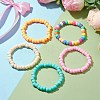 5Pcs 5 Colors Rondelle Opaque & Frosted Acrylic Beaded Stretch Bracelet Sets BJEW-JB10305-5