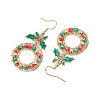 Christmas Wreath Electroplated Glass Bead Dangle Earrings EJEW-TA00509-4