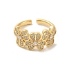 Clover Brass Micro Pave Clear Cubic Zirconia Cuff Rings for Women RJEW-G311-02C-G-2