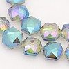 Hexagon Electroplate Full Rainbow Plated Glass Beads Strands EGLA-P015-F04-2