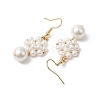 Shell Pearl with Brass Dangle Earrings for Women EJEW-TA00557-4