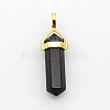 Natural Dyed & Heated Black Agate Bullet Double Terminated Pointed Pendants G-P053-G33O-2