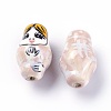 Handmade Printed Porcelain Beads PORC-E015-07E-2