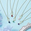 Natural Mixed Gemstone & Heart Pendant Necklaces with Golden Brass Cable Chains NJEW-JN04618-2