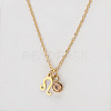 304 Stainless Steel Topaz Rhinestone Birth Stone Constellation Pendant Necklaces FS-WG76580-11-1