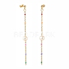 Natural Pearl Beaded Long Chain Dangle Stud Earrings for Women EJEW-JE04820-3