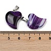 Dyed Natural Banded Agate Heart Pendant Necklaces NJEW-G166-01B-4