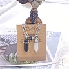 2Pcs Glass Double Faceted Pointed Bullet Pendant Couple Necklaces with Heart Magnetic Clasps FS-WG058EE-03-1