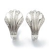 Shell Shape Brass Micro Pave Clear Cubic Zirconia Hoop Earring Findings with Latch Back Closure EJEW-A058-24P-2