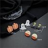 Halloween Pumpkin Ghost Boot Wood Stud Earring Sets EJEW-OY002-05-4
