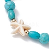 Turtle & Starfish Synthetic Turquoise Beaded Stretch Bracelet BJEW-JB09955-4