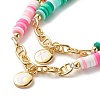 Handmade Disc Polymer Clay Braided Bead Bracelets Set BJEW-JB07407-6