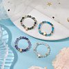 Round Natural Apatite & Green Aventurine & Amethyst & Moss Agate Beads Stretch Rings for Women RJEW-JR00714-02-2