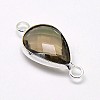 Silver Color Plated Brass Glass Teardrop Links connectors GLAA-J010A-S-4