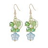 5 Pairs 5 Color Acrylic & Glass Pearl Flower of Life Dangle Earrings EJEW-JE05098-4