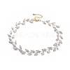 Electroplate Faceted Oval Glass Beaded Necklaces NJEW-JN02625-02-1