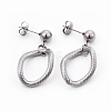 304 Stainless Steel Stud Earrings & Necklace Jewelry Sets SJEW-L133-08P-4