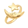 Star Moon 304 Stainless Steel Cuff Rings for Women RJEW-U039-02G-4