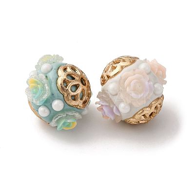 Handmade Resin Indonesia Round Beads IPDL-P005-01KCG-M-1