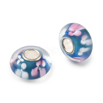 Lampwork & Brass Core European Beads LAMP-P019-01P-17-1