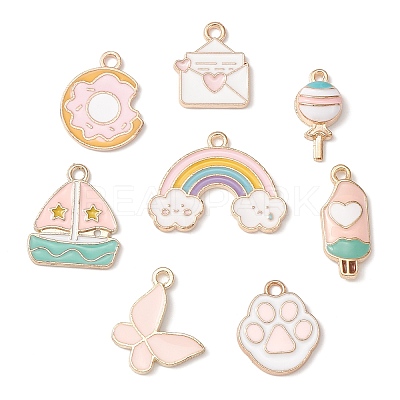 40Pcs 8 Styles Alloy Enamel Pendants ENAM-CJ0004-76-1
