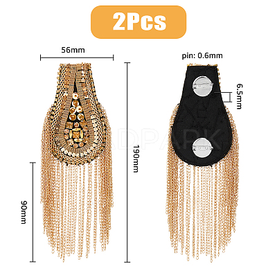 2Pcs Iron Chain Tassel Epaulettes FIND-HY0002-70-1