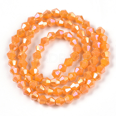 Opaque Solid Color Electroplate Glass Beads Strands EGLA-A039-P4mm-B04-1