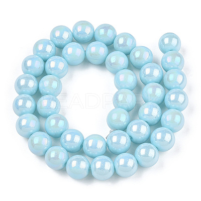 Electroplate Opaque Glass Beads Strands GLAA-T032-P10mm-AB10-1